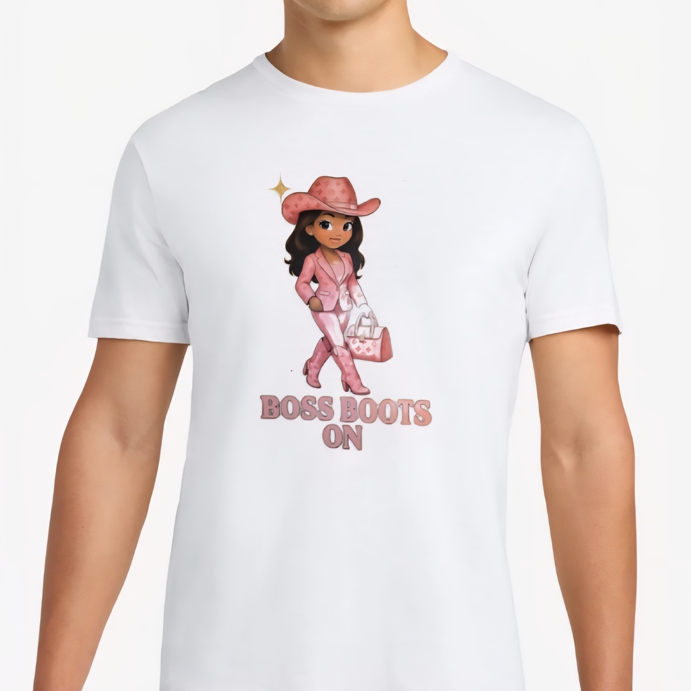 White Shirt with Pink Graphic